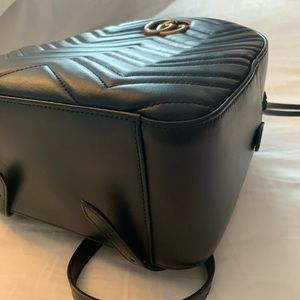 Brand new Gucci Marmont black leather backpack. With tags, receipt and dust bag
